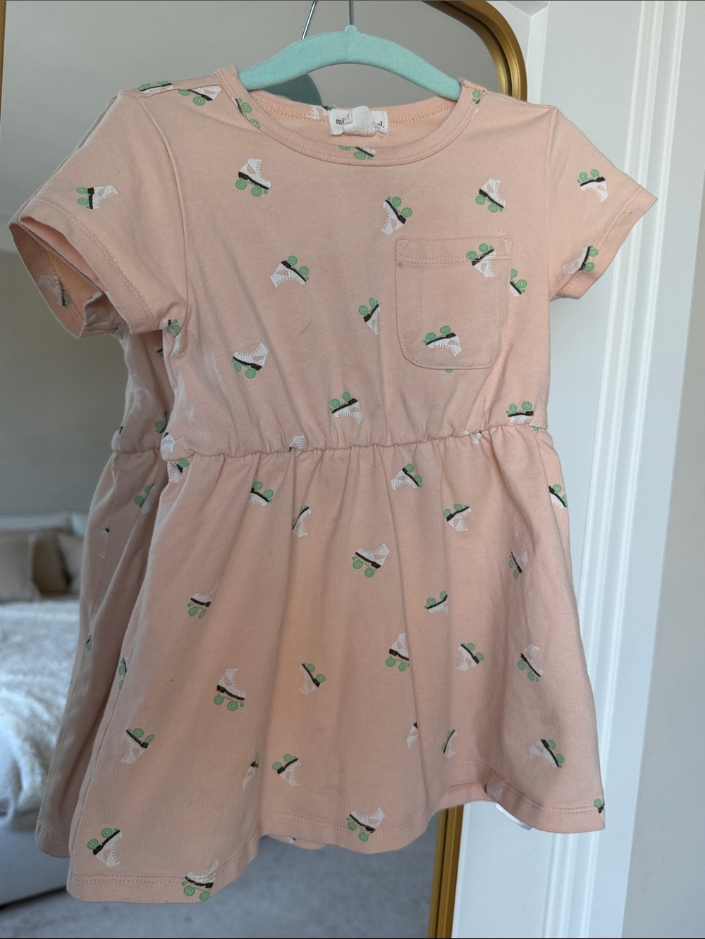 Miles The Label Girls' Roller Skate Pocket Dress in Soft Pink